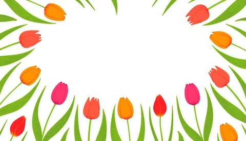 Tulip flowers frame, border Stock Illustration