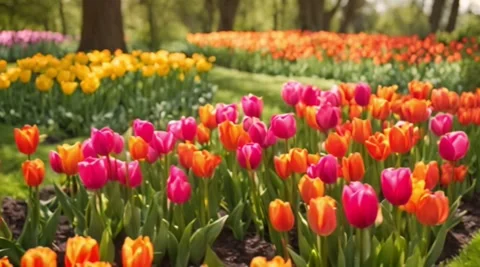 Tulip Garden Stock Footage 271557054