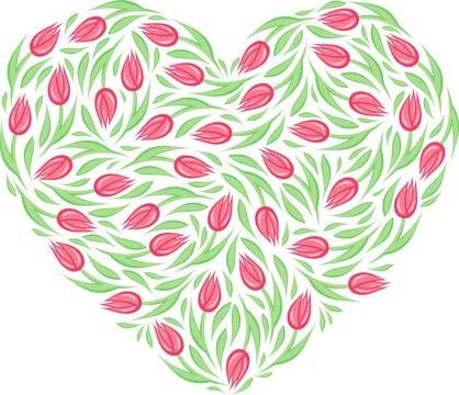 Tulip heart template. Vector illustration. Stock Illustration