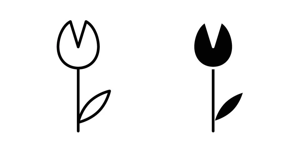 Tulip icon black vector isolated on white Stock Illustration