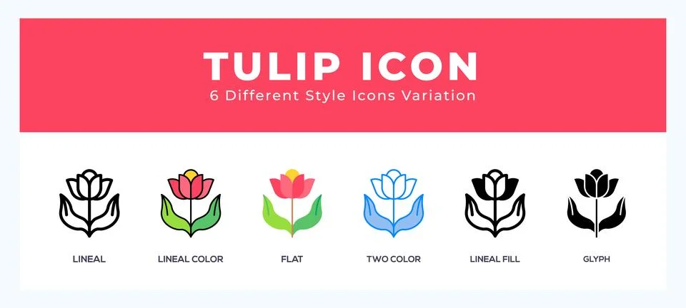 Tulip icon set. Design elements for logo Illustrazione stock