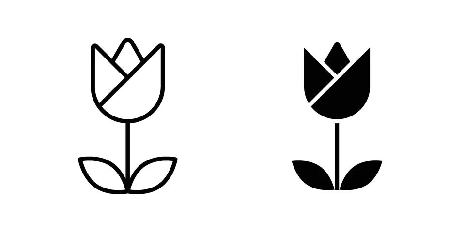 Tulip icon vector concepts, line and silhouette style Stock Illustration