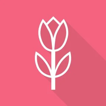 Tulip with long shadow. Vector illustration Stock Illustration