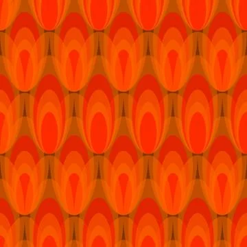 Tulip pattern abstract vector seamless background in red design Stock Illustration