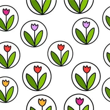 Tulip seamless pattern Stock Illustration