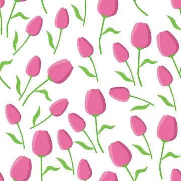 Tulip seamless pattern with white background Stock Illustration