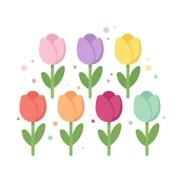 Tulip set icon colorful spring flowers on a white background 스톡 일러스트