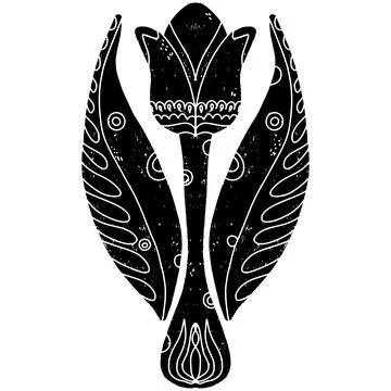 Tulip, spring, easter, vector element, linocut Stock Illustration