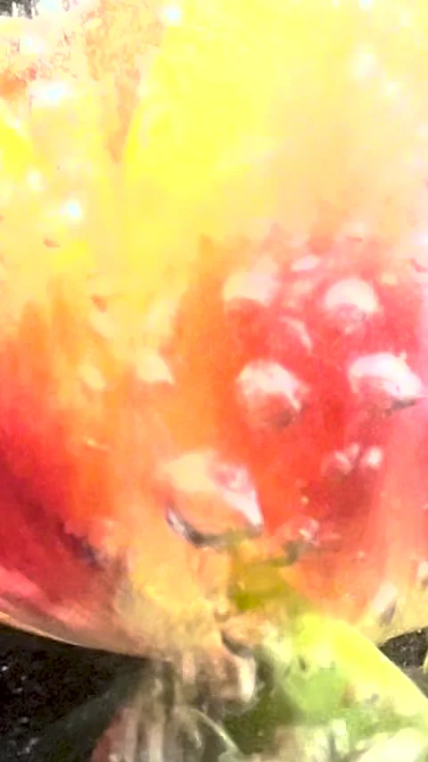Tulip in water. Background. Slow motion. Petals with small bubbles on it.  Stock Footage 265882604
