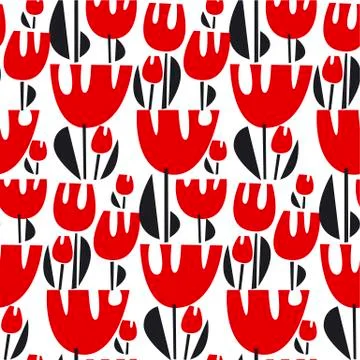 Tulips color vector seamless pattern Stock Illustration