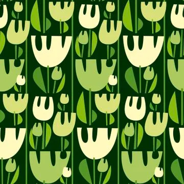 Tulips color vector seamless pattern Stock Illustration