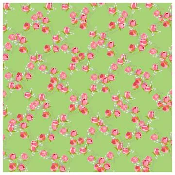 Tulips endless pattern  on green background. Illustrazione stock