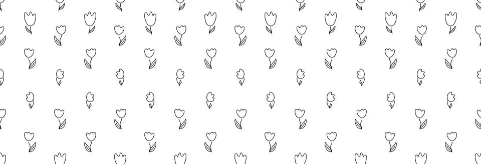 Tulips flower line pattern. Stock Illustration