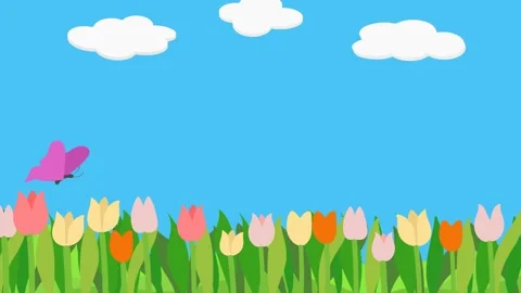 Tulips flowers animation background with copy space for intro Vídeos de archivo 334584759