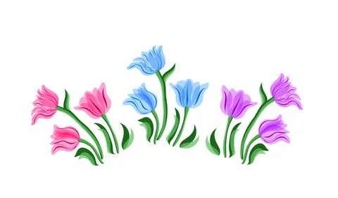 Tulips flowers set Stock Illustration