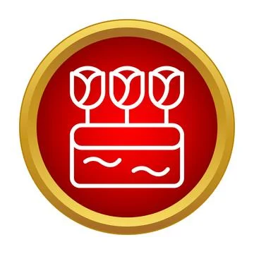 Tulips growing in a window box flat style icon Stock Illustration