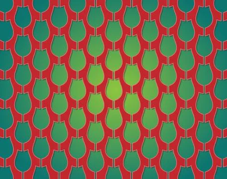 Tulips pattern red and green Stock Illustration