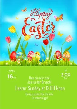 Tulips Poster holiday Easter Stock Illustration