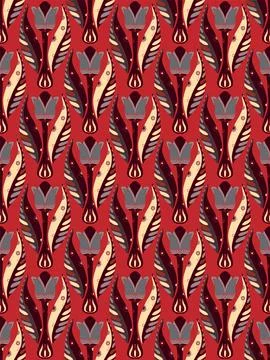 Tulips. Seamless floral pattern with stylized decorative flowers and leaves i Stock Illustration