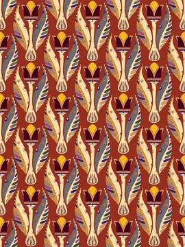 Tulips. Seamless floral pattern with stylized decorative flowers and leaves i Stock Illustration