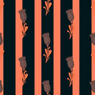 Tulips seamless pattern. Cute hand drawn flowers background. Stock Illustration