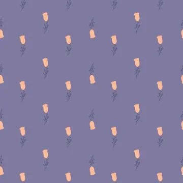 Tulips seamless pattern. Cute hand drawn flowers background. Illustrazione stock