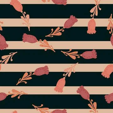 Tulips seamless pattern. Cute hand drawn flowers background. Stock Illustration