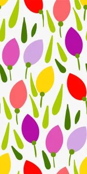 Tulips seamless pattern vector floral design primitive scandinavian Stock Illustration