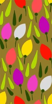 Tulips seamless pattern vector floral design primitive scandinavian Stock Illustration