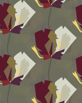 Tulips seamless pattern vector floral design primitive scandinavian Stock Illustration