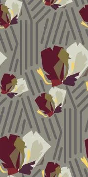 Tulips seamless pattern vector floral design primitive scandinavian Stock Illustration
