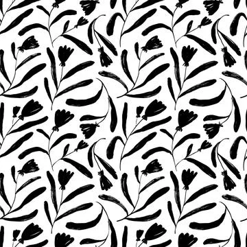 Tulips on a thin stems seamless pattern. Stock Illustration