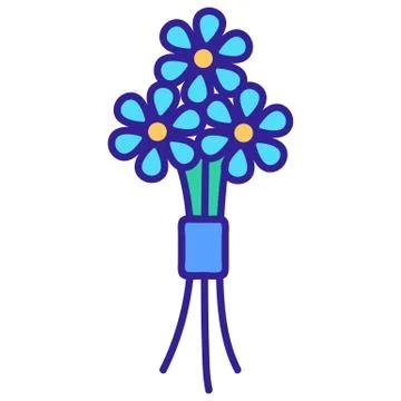 Tulips in a vase icon vector. Isolated contour symbol illustration Illustrazione stock
