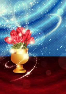 Tulips in vase on table Stock Illustration