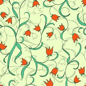 Tulips. Vector floral pattern. Seamless curly texture Stock Illustration