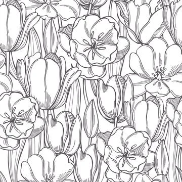 Tulips. Vector  pattern. Stock Illustration