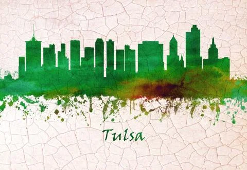Tulsa Oklahoma skyline Stock Illustration