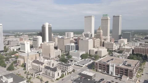 Tulsa Skyline Drone Shot Video stock 234665179
