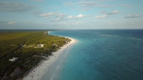 Tulum beach aerials at height - Mexico Video stock 119298639