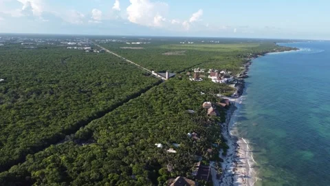 Tulum Coastline Drone shot Stock Footage 331662592