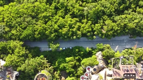 Tulum hotelzone Overhead Shot Stock Footage 331660898