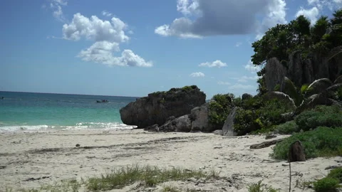 Tulum Ruins beach At Historic Landmark On Sunny Day Stock Footage 166406324