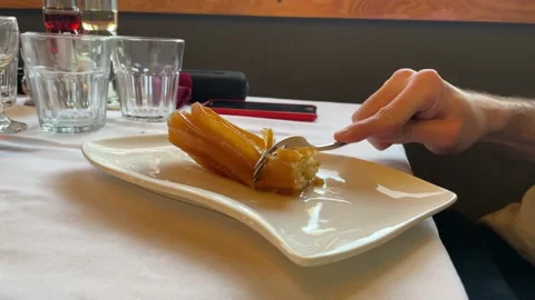 Tulumba at the restaurant Stock Footage 172499399