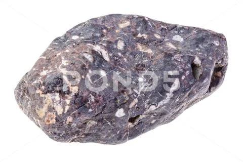 Tumbled porous basalt stone on white Stock Photos