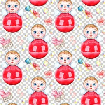 Tumbler pattern and soap bubbles watercolor Stockillustratie
