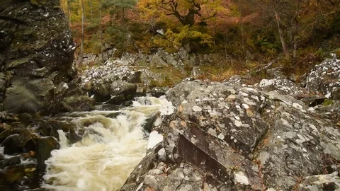Tumbling mountain stream in autumn fall. 動画素材 70170846