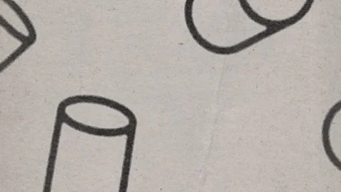 Tumbling outlined cylinders, silkscreen print seamless loop Stock Footage 288468814