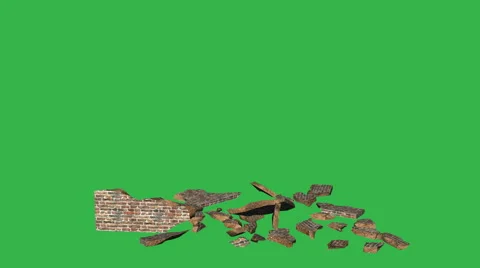 Tumbling Wall Animation (Version #1  ) + Matte Stock Footage 43220347