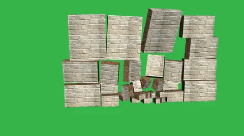 Tumbling Wall Animation (Version #2  ) + Matte Stock Footage 43220387