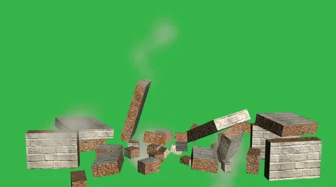 Tumbling Wall Animation (Version #4  ) + Matte Stock Footage 43220455